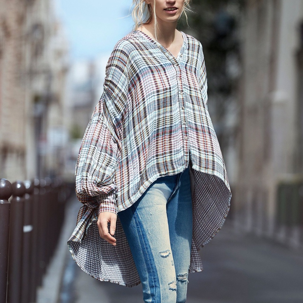 Free People Come On Over Buttondown Top